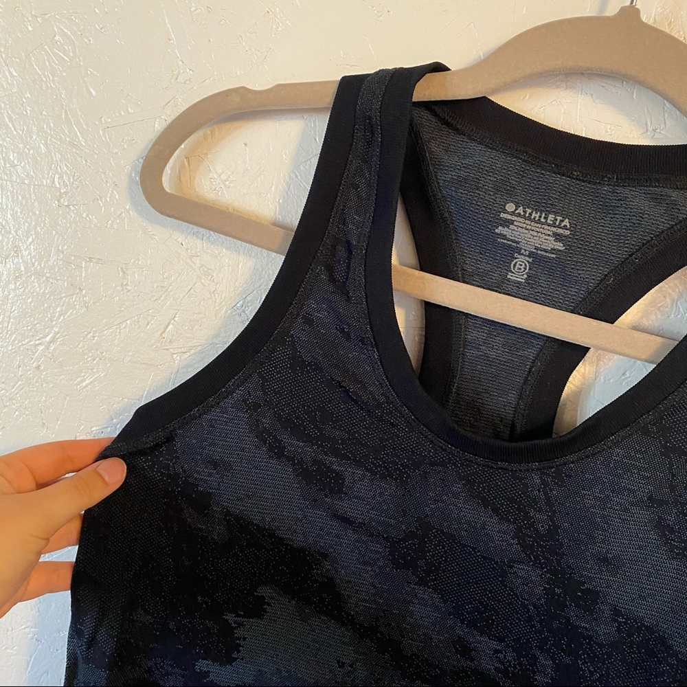 Athleta Momentum Racerback Camo Tank - Dark Blue